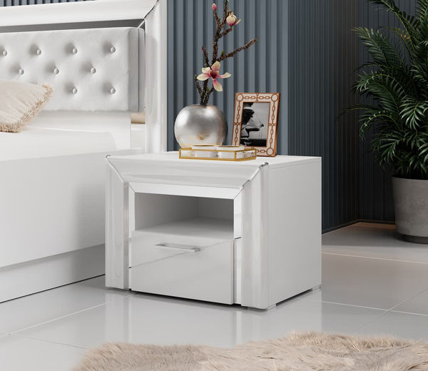 Bedside Table - ANALDA Nightstand White 60cm - Art Nest