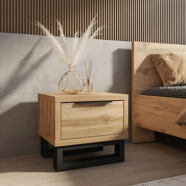 Bedside Table - BOZENA Nightstand Oak Wotan 55cm - Art Nest