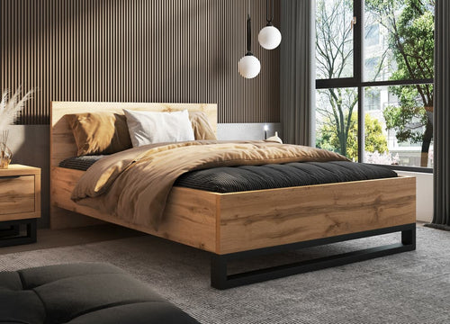 Kingsize Bed - BOZENA Wooden Bed Oak Wotan - Art Nest