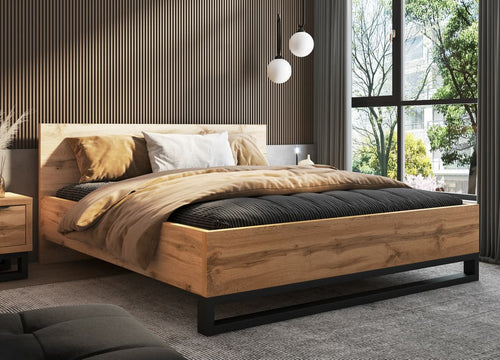Super Kingsize Bed - BOZENA Wooden Bed Oak Wotan - Art Nest