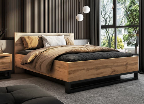Kingsize Bed - BOZENA Ottoman Bed Oak Wotan - Art Nest