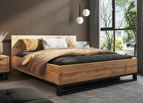 Super Kingsize Bed - BOZENA Ottoman Bed Oak Wotan - Art Nest