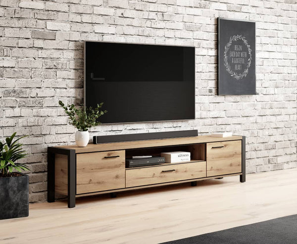 TV Cabinet - FREGENE TV Unit Oak Taurus 210cm - Art Nest