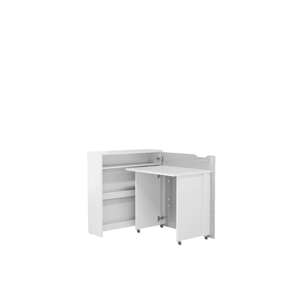 Office Desk - WILLA Convertible Hidden Desk Right Side White Gloss 90cm - Art Nest