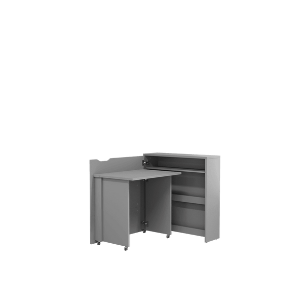 Office Desk - WILLA Convertible Hidden Desk Left Side Grey 90cm - Art Nest