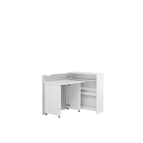 Office Desk - WILLA Convertible Hidden Desk Left Side White Gloss 90cm - Art Nest