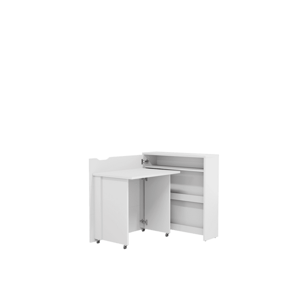 Office Desk - WILLA Convertible Hidden Desk Left Side White Matt 90cm - Art Nest