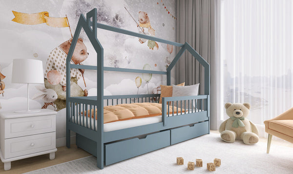 Single Bed - JOE II Wooden 3ft Bed with Bonnell Mattresses and Storage Grey - Art Nest