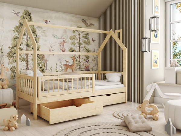 Single Bed - JOE II Wooden 3ft Bed with Bonnell Mattresses and Storage Pine - Art Nest