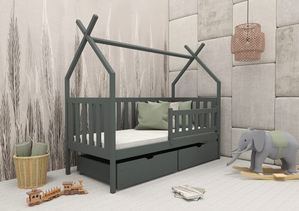 Single Bed - YUNA Wooden 3ft Bed Graphite - Art Nest