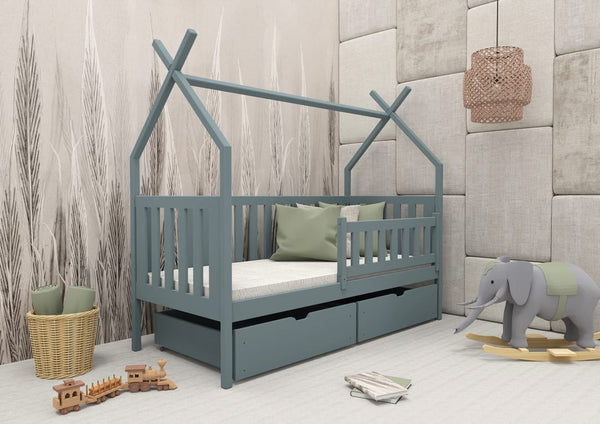 Single Bed - YUNA Wooden 3ft Bed Grey Matt - Art Nest