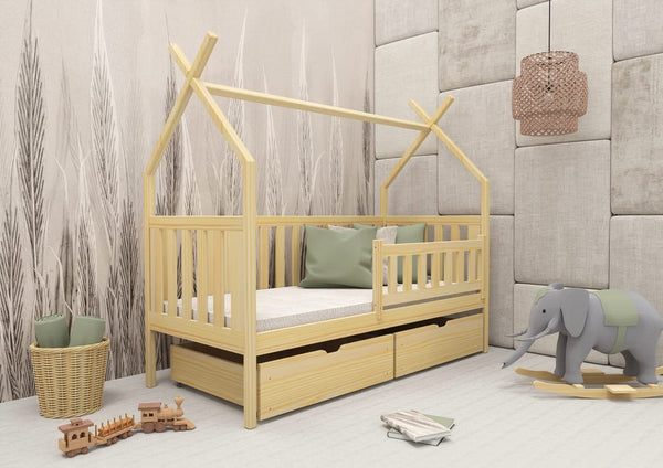 Single Bed - YUNA Wooden 3ft Bed with Storage and Foam Mattresses Pine - Art Nest