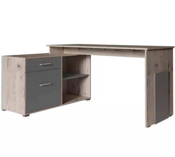 Office Desk - MIRANDA Corner Desk Oak Wellington - - Art Nest