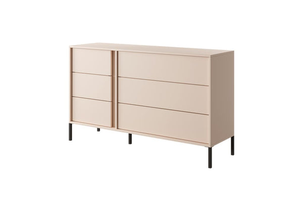 DALLAS Oak Finish Chest of Drawers - Large-sized, 6 Drawers - Art Nest