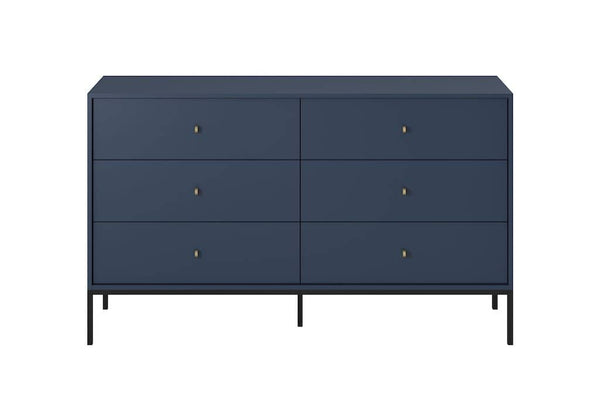 MONKTON Blue Chest of Drawers - Extra Large-sized, 6 Drawers, Double - Art Nest