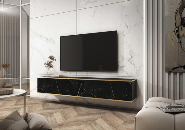 Display Rack - MAYA Display Cabinet Black Marble 175cm - Art Nest