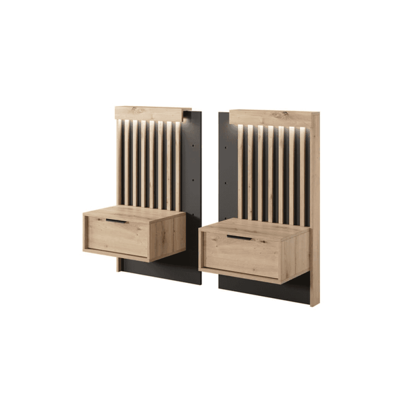 Bedside Table - PULLEN Nightstand Oak Artisan 51cm - Art Nest