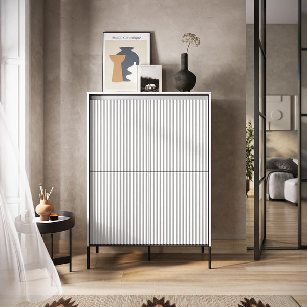 Sideboard - BURGOS Highboard White Matt 98cm - Art Nest