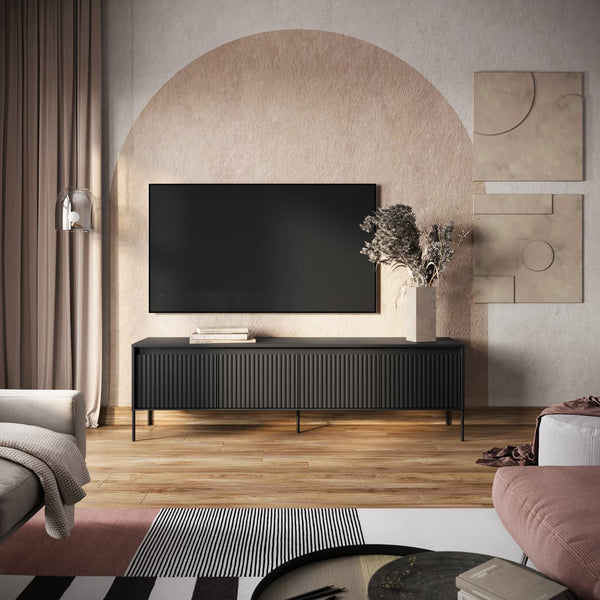 TV Cabinet - BURGOS TV Unit Black Matt 193cm - Art Nest