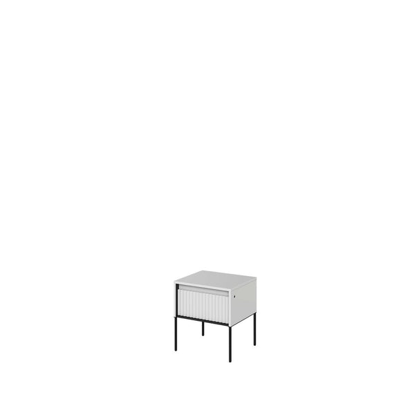 Bedside Table - BURGOS Nightstand White Matt 46cm - Art Nest
