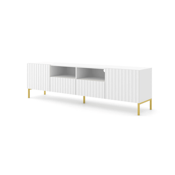 TV Cabinet - CONFREY TV Unit with 2 Drawer White 200cm - Art Nest