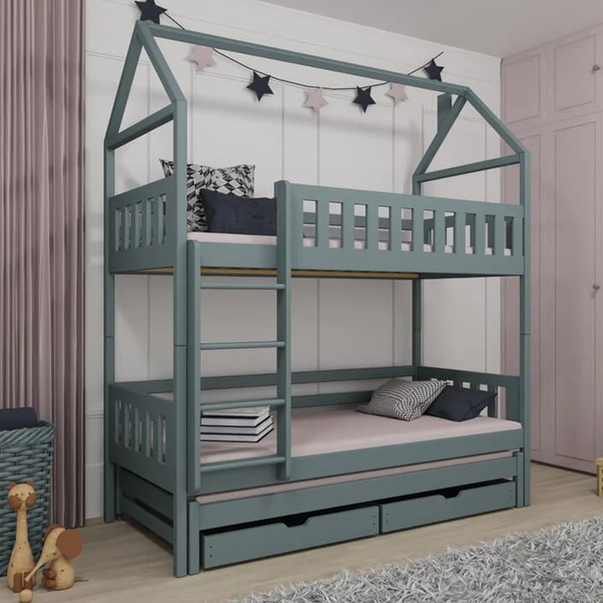 Bunk Bed - STACKWELL Bedframe without Mattress - Grey - Art Nest