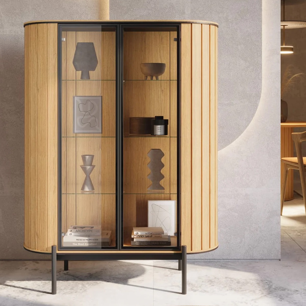 ROTTORIA Display Cabinet Oak Vincenza 107cm - Art Nest