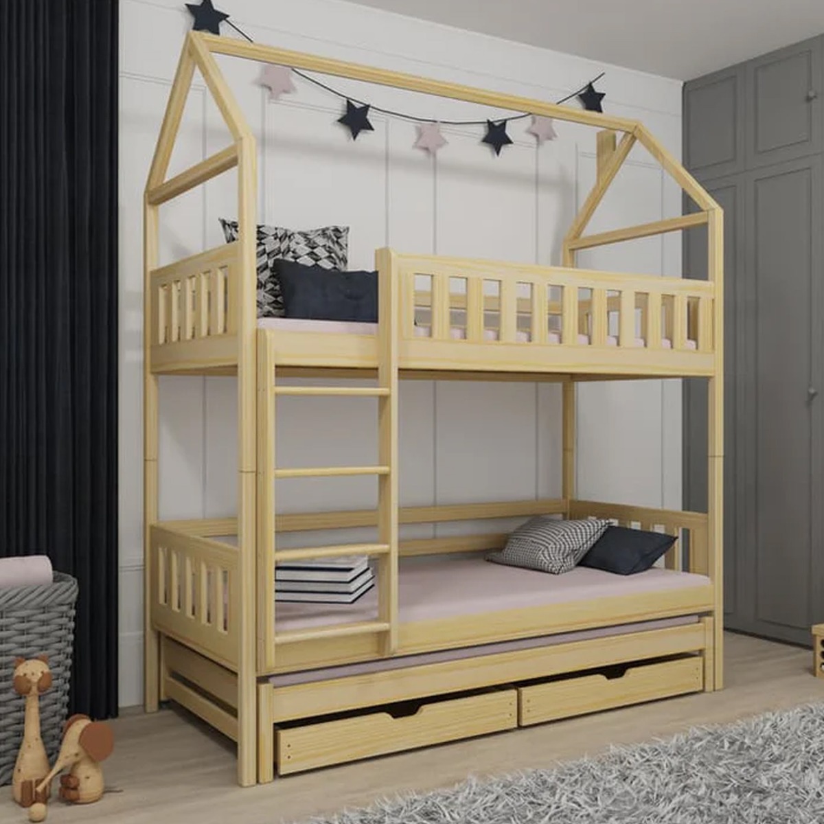 Bunk Bed - STACKWELL Bedframe without Mattress - Pine - Art Nest