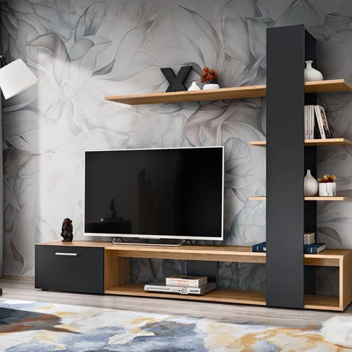 VERDEVO Wall TV Unit Black 190cm - Art Nest