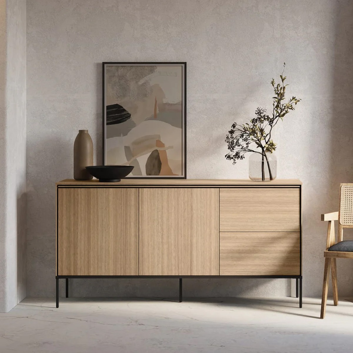 VISSORA Sideboard Cabinet Oak Linear 167cm - Art Nest