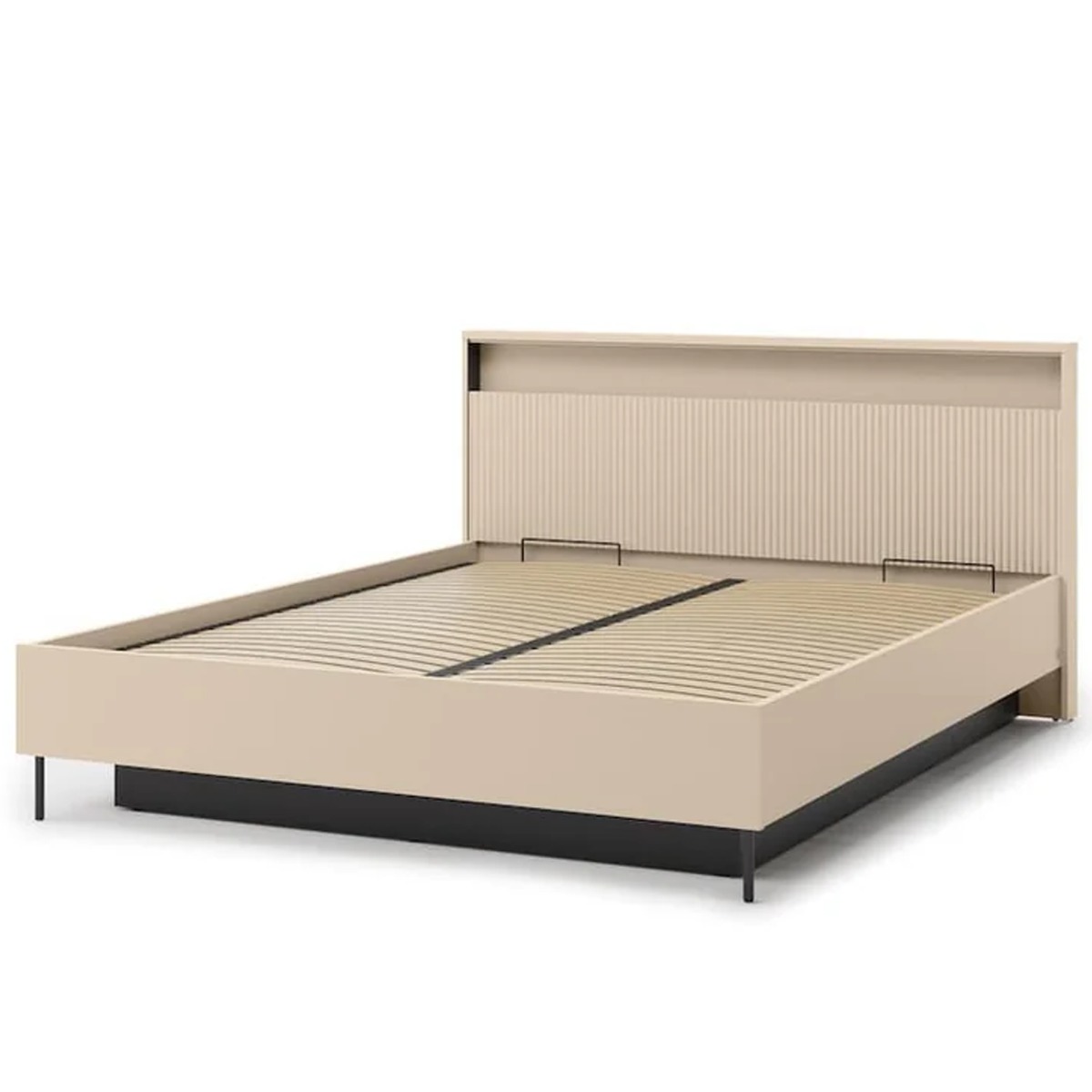 Kingsize Bed - TRADESSA EU Ottoman Bedframe with Underbed Storage - Beige - Art Nest