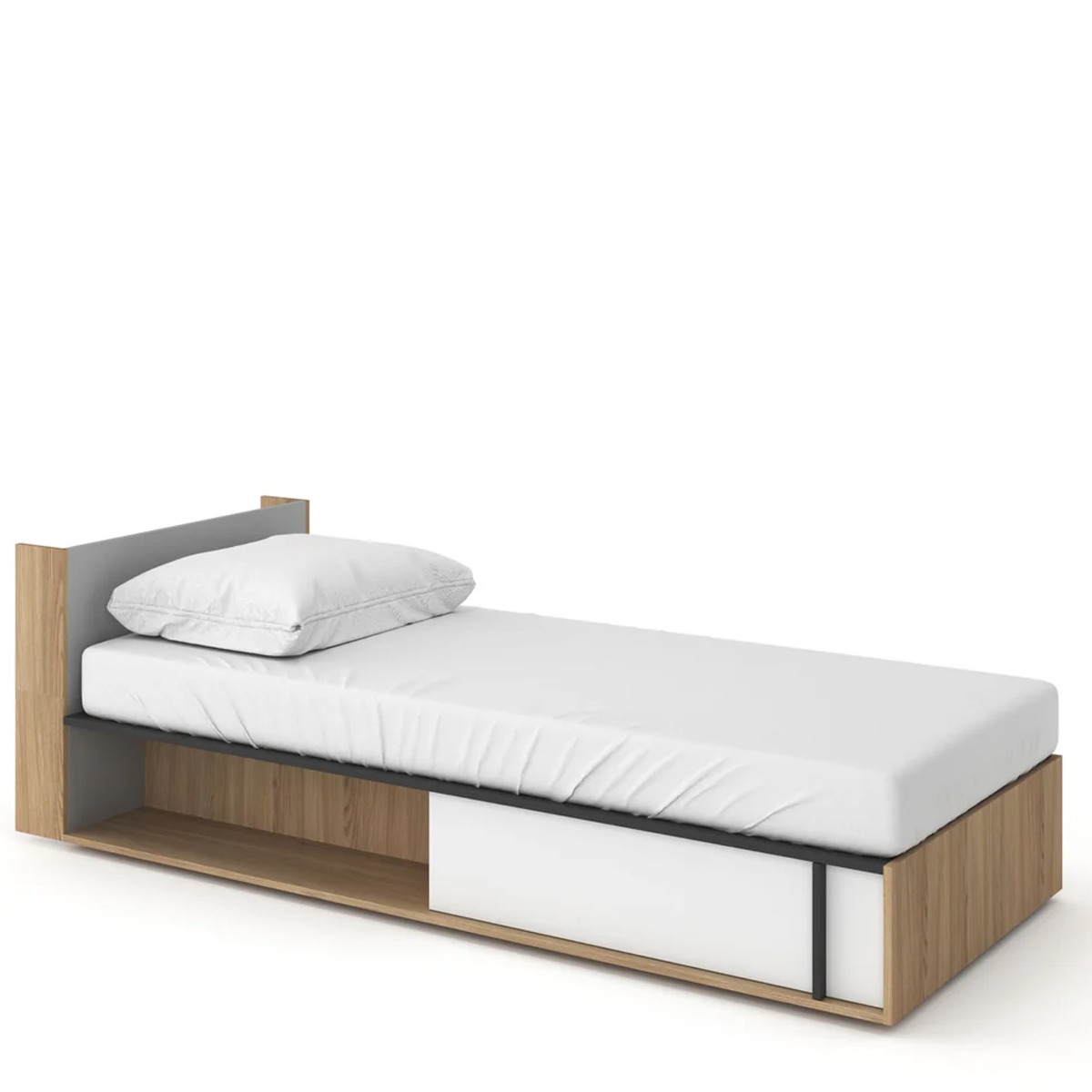 Single Bed - IPSWICH Kids Bedframe with Mattress - White Matt - Art Nest