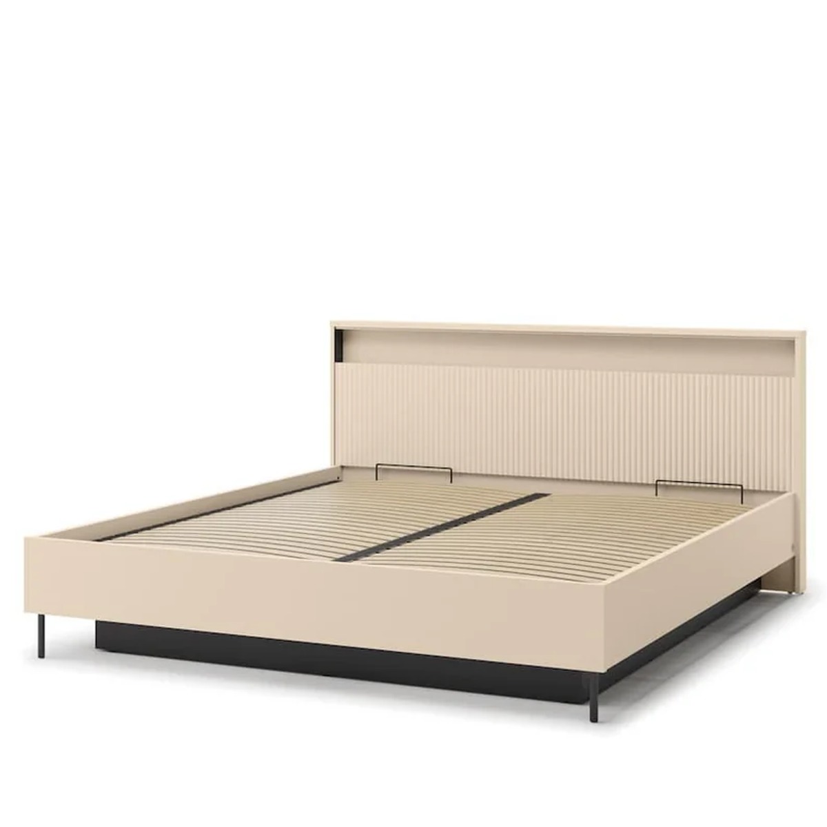Super Kingsize Bed - TRADESSA EU Ottoman Bedframe with Underbed Storage - Beige - Art Nest