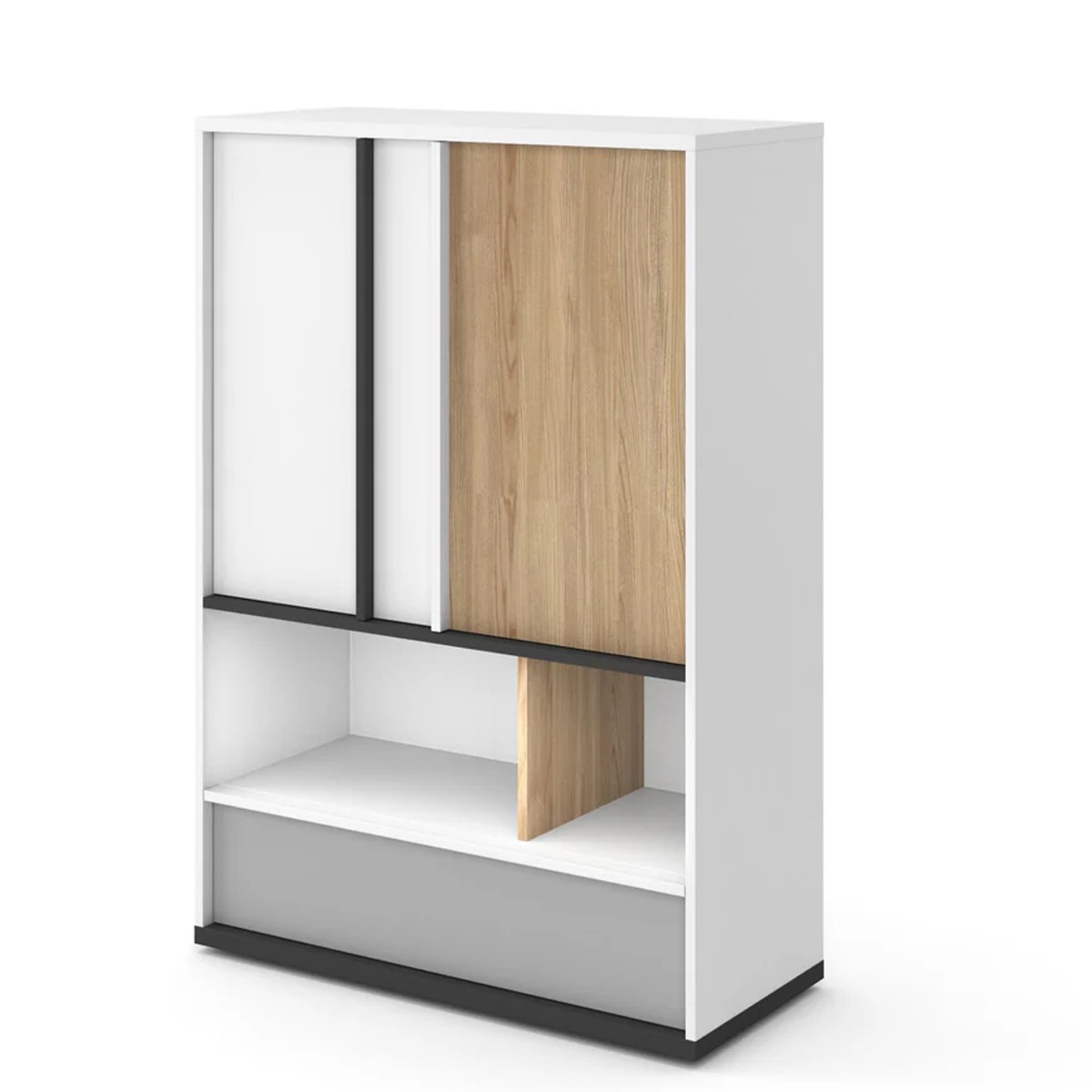 IPSWICH Kids Sideboard Cabinet with Open Shelve - White Matt - Art Nest