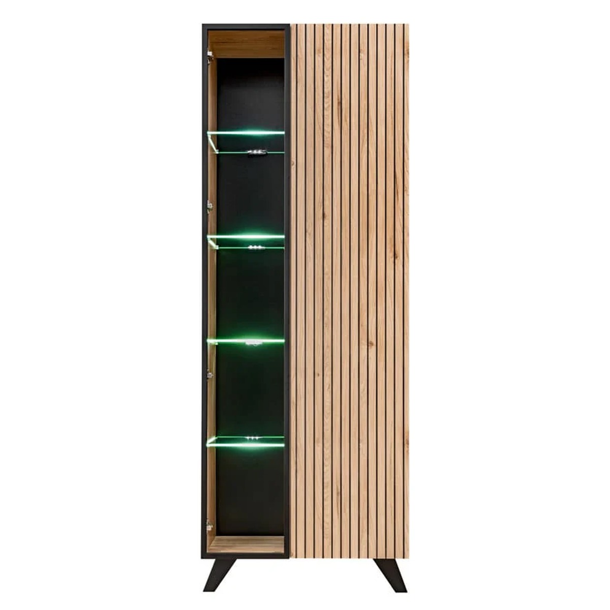 OPHELIA Tall Display Cabinet Oak Hickory 70cm - Art Nest