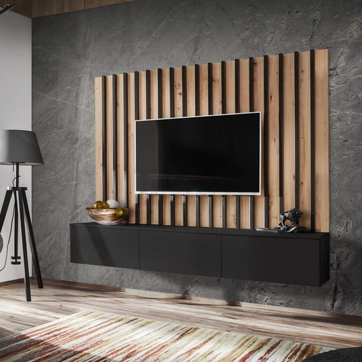 ALVENTO TV Unit Black 180cm - Art Nest