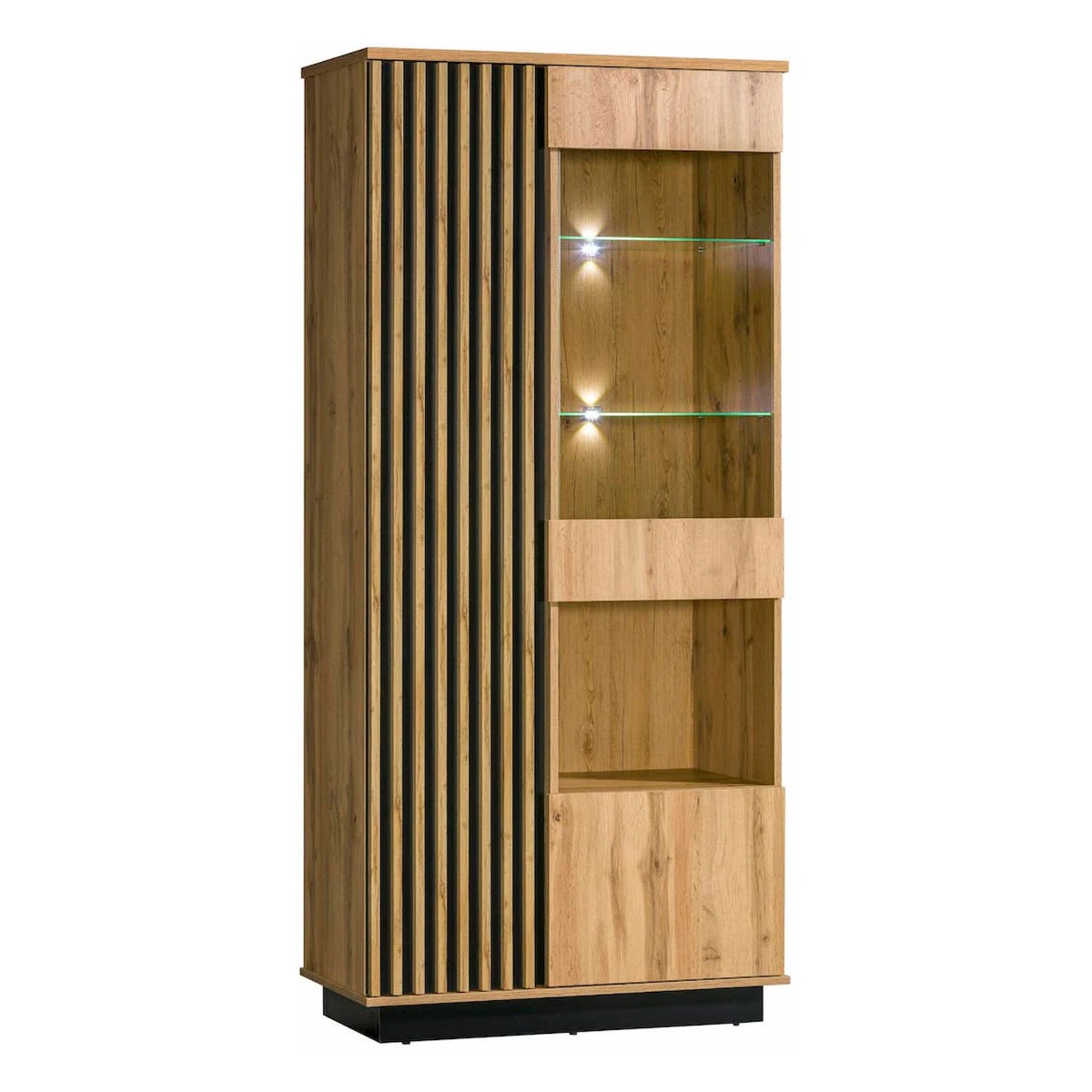 LAMORIA Tall Display Cabinet Oak Wotan 90cm - Art Nest
