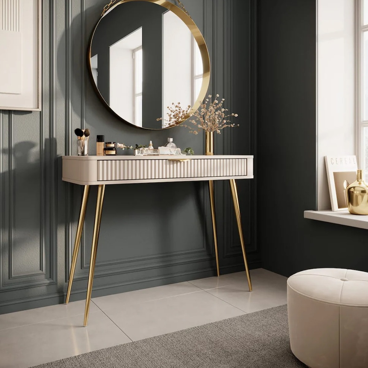LANTURA Dressing Table Beige 100cm - Art Nest