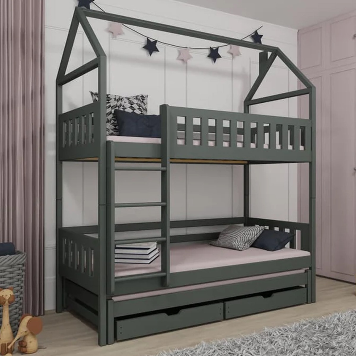 Bunk Bed - STACKWELL Bedframe without Mattress - Graphite - Art Nest