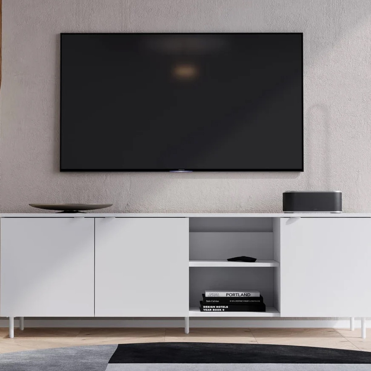 MILAVORO TV Cabinet White Matt 167cm - Art Nest