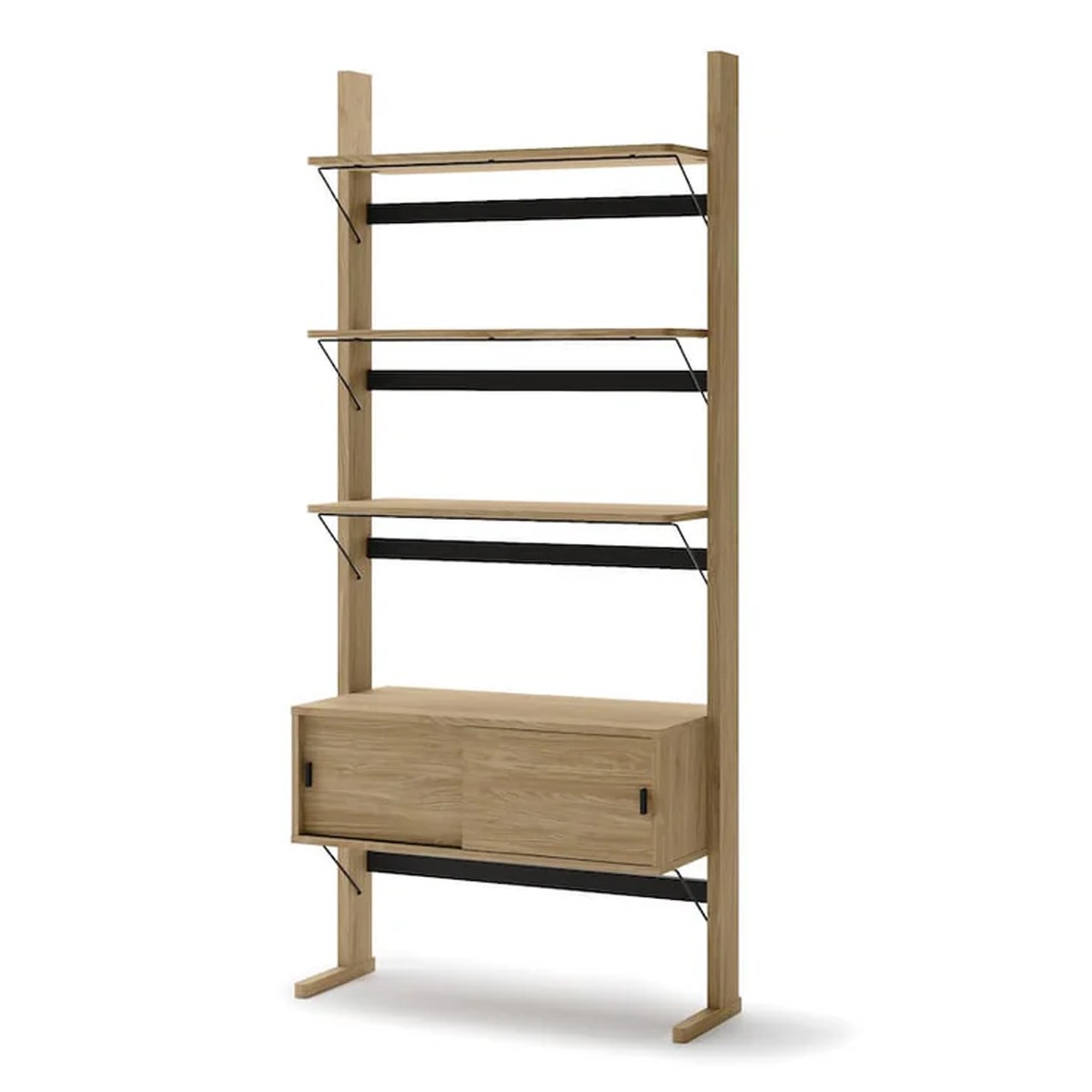 OLIVANNE 3 Shelve 1 Cabinet Bookcase - Oiled Oak - Art Nest