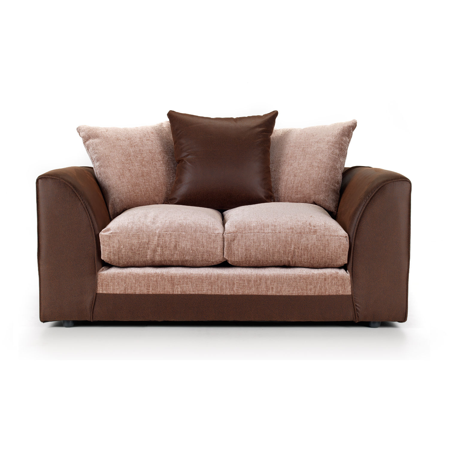SOLACE Chenille Fabric 2 Seater Scatterback Sofa Set - Brown and Beige - Interior Masters