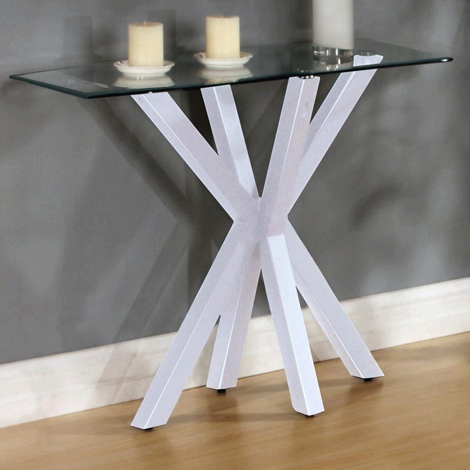 Marlow High Shine Gloss Console Table Elegant Gloss Finish in White - Sigrid Mills