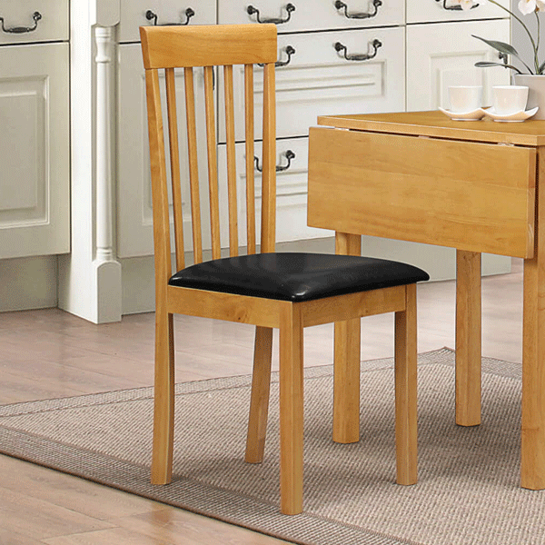 Brighton Dining Chair in Natural Finish with PU Seating - Set of 2 - Sigrid Mills