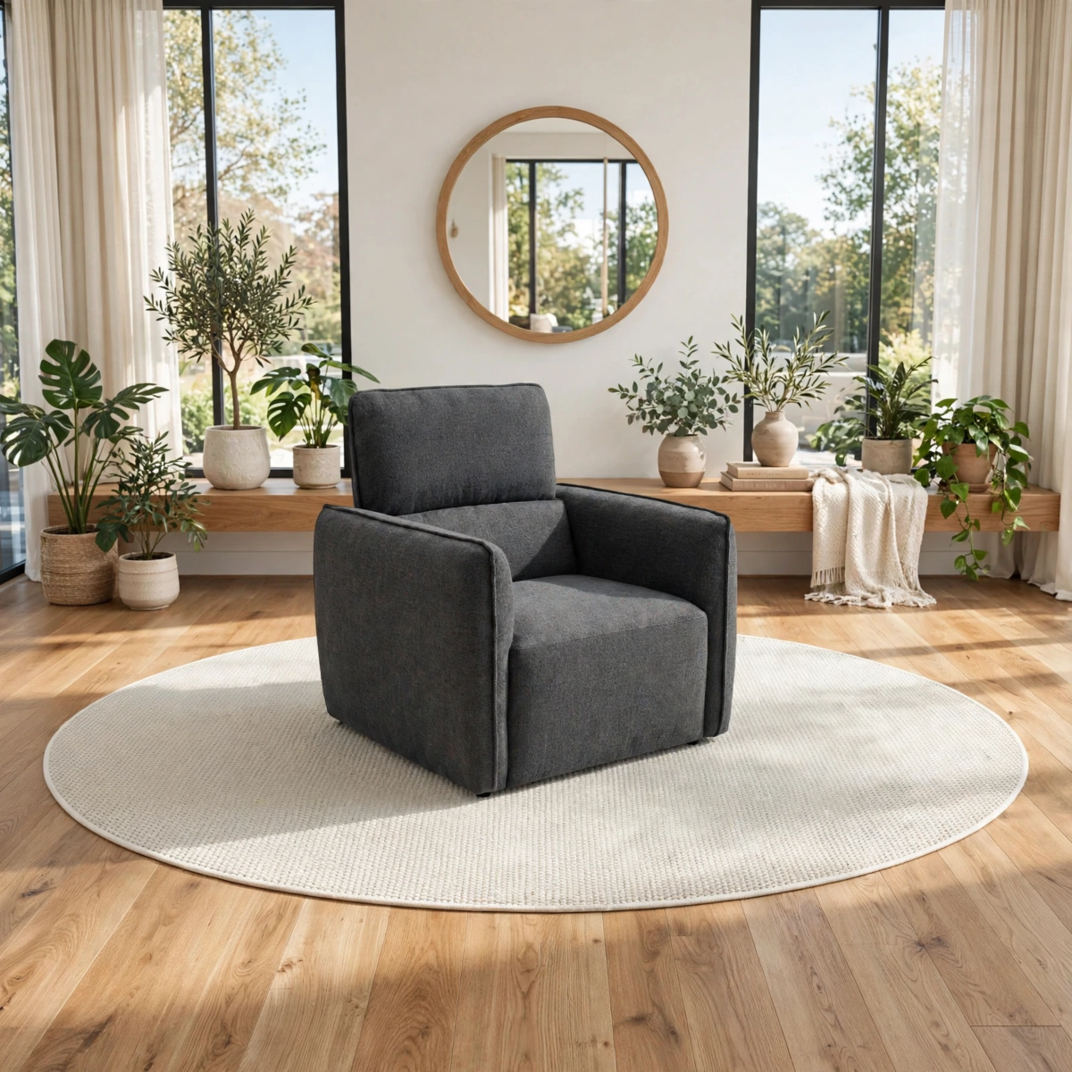 CAVERTON Fabric Armchair - Charcoal