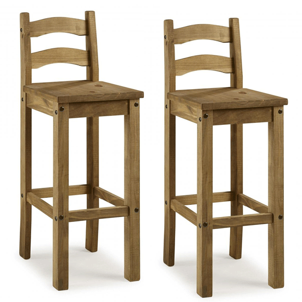 Waltham Bar Chairs in Distressed Solid Waxed Light Pine - Set of 2 - Sigrid Mills