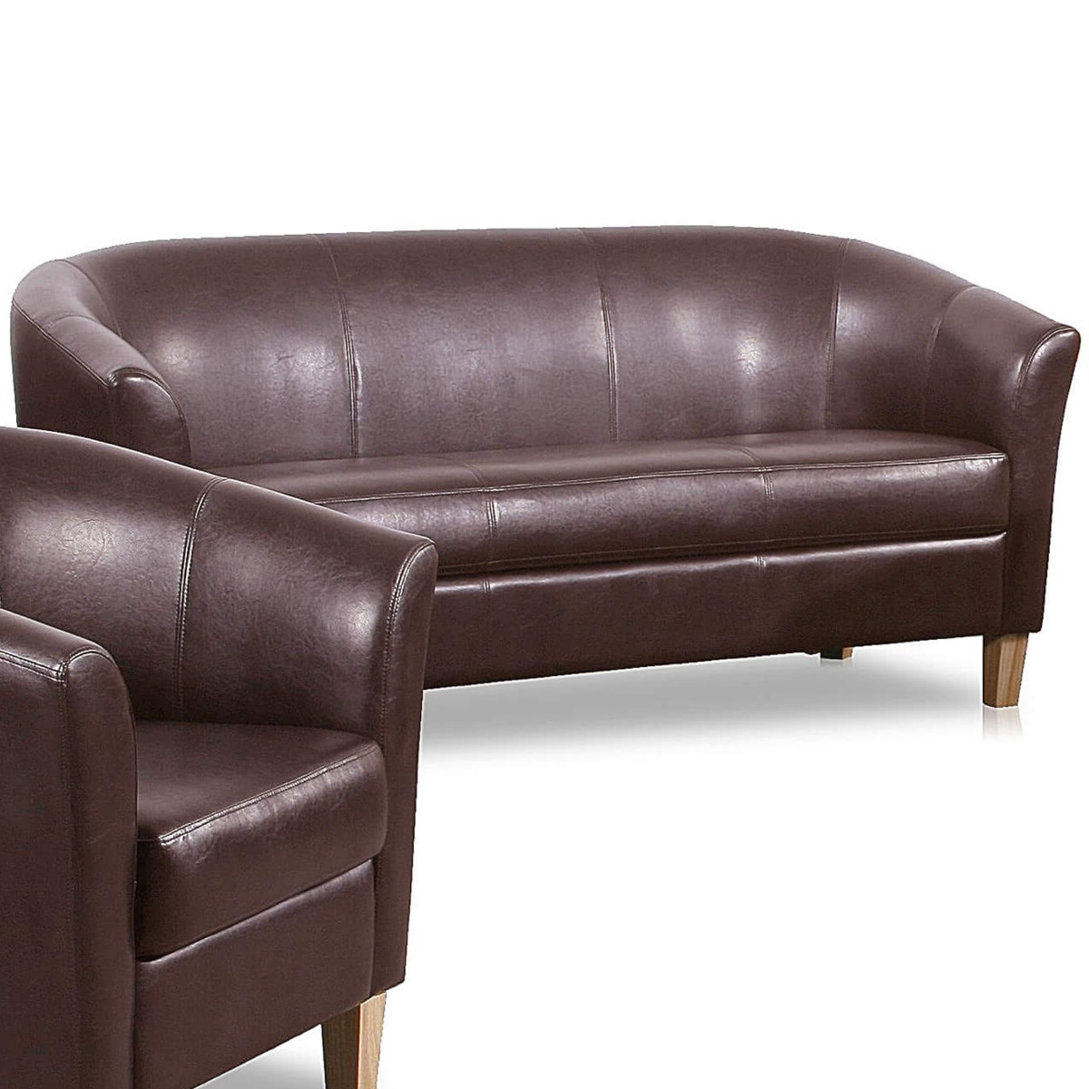 Bexhill 2 Seater Faux Leather Sofa - Brown - Sigrid Mills
