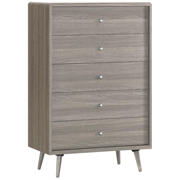 BURBANK Grey Chest of Drawers - Large-sized, 5 Drawers - Sigrid Mills