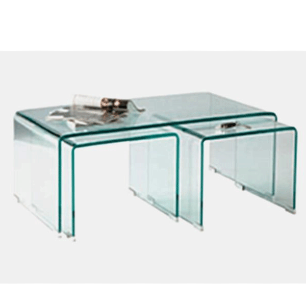 Rochford Clear Glass Occasional Coffee and Lamp Tables Set - Sigrid Mills