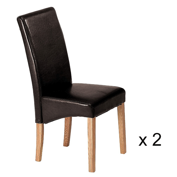 Selkirk Solid Ashwood Set of 2 Dining Chairs with PU Seats - Brown - Sigrid Mills